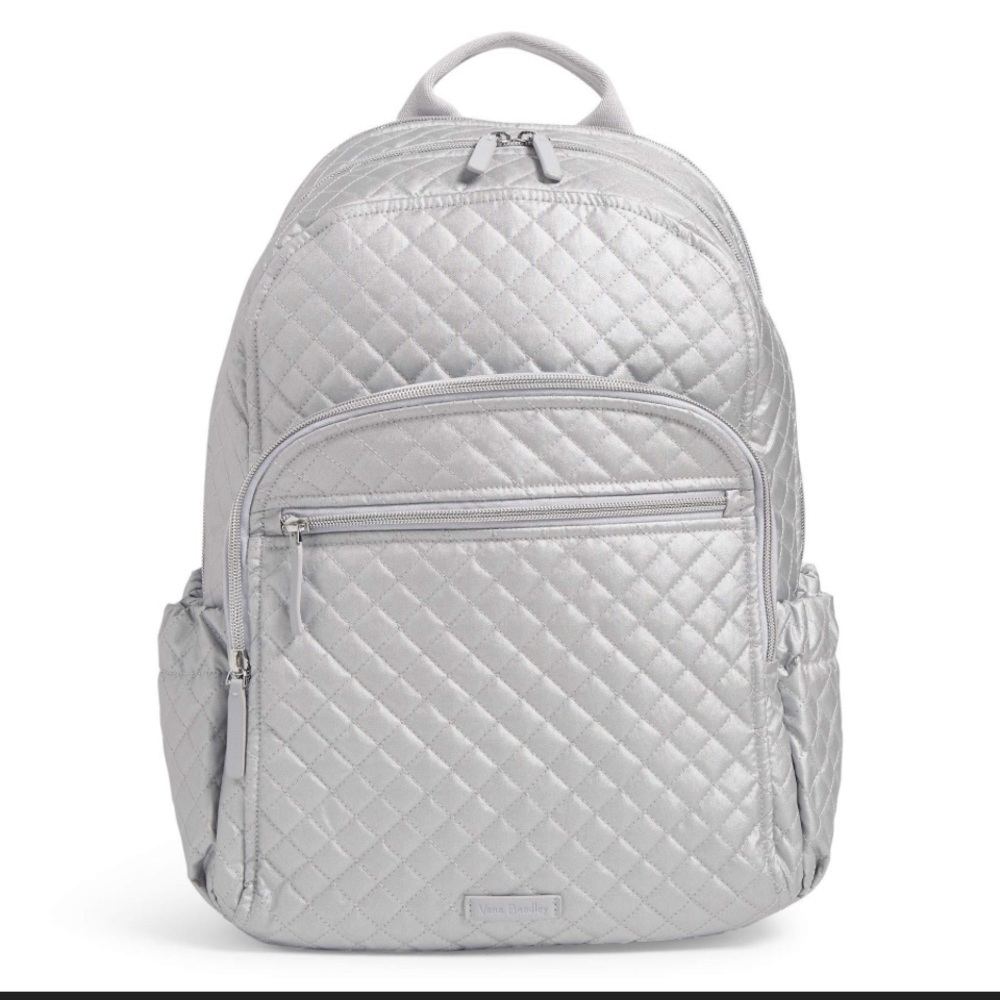 Vera Bradley NWT Iconic Campus Backpack Silver Original $145 Giftable